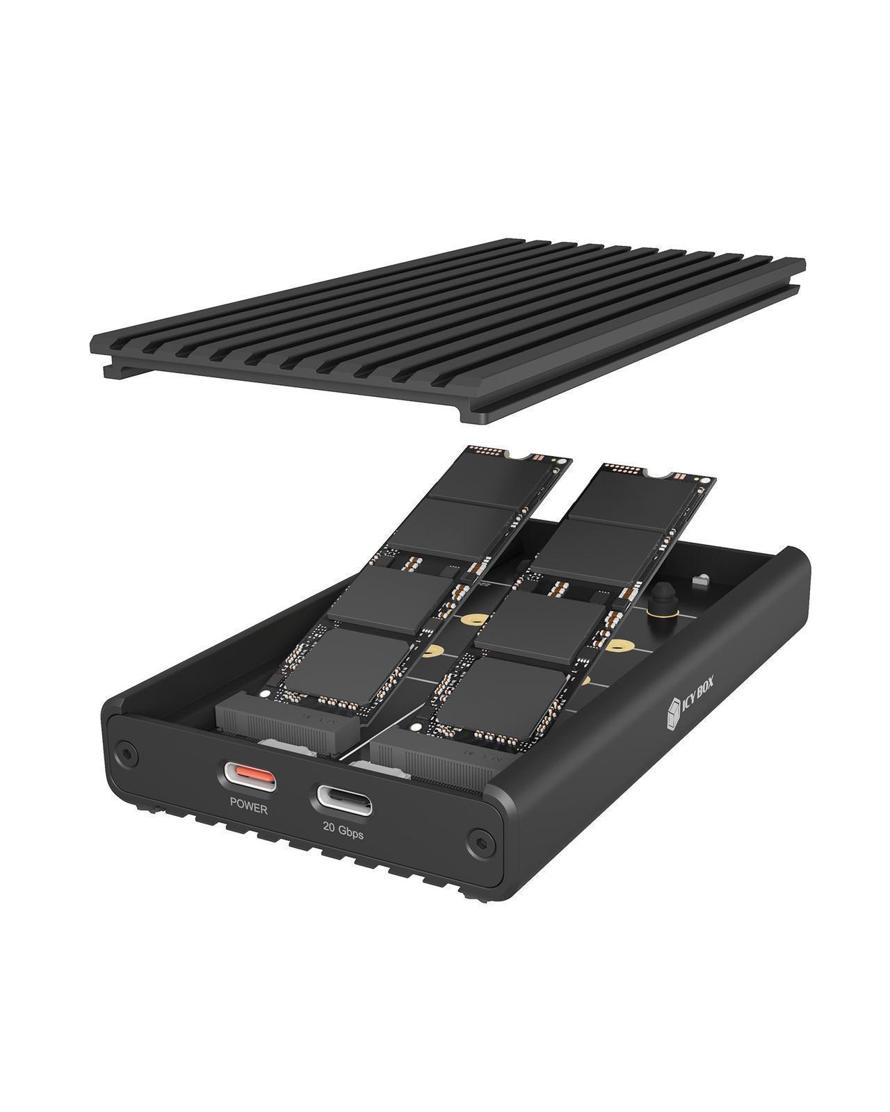 Raidsonic IB-2817M-C32 | Enclosure for 2x NVMe SSD with USB 3.2 Gen 2x2 Type-C connection