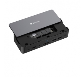 Verbatim 32174 CDS-15SSD USB-C Pro Jungčių stotelė 15 Ports, 256GB SSD, Pilka/Juoda
