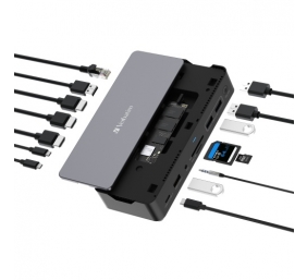 Verbatim 32174 CDS-15SSD USB-C Pro Jungčių stotelė 15 Ports, 256GB SSD, Pilka/Juoda