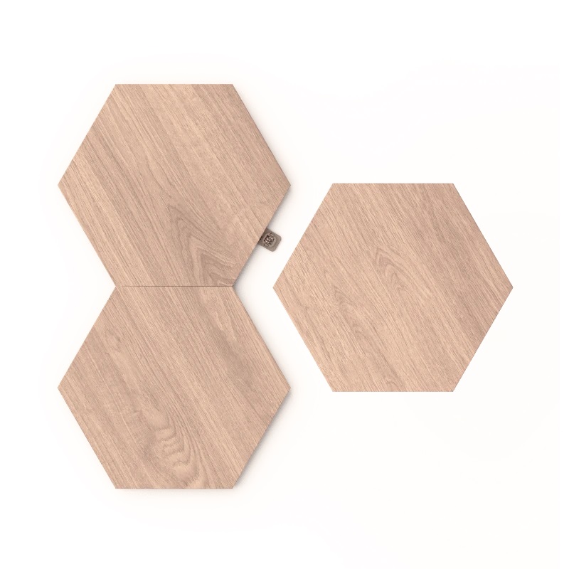Nanoleaf | Elements Wood Look Hexagons Expansion Pack (3 panels) | Cool White + Warm White