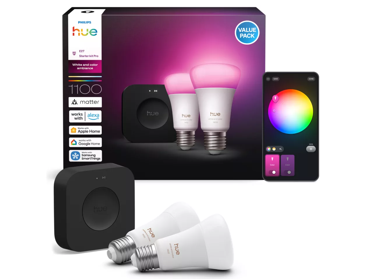 Philips Hue WCA A60 2KIT Pro EU | E27 | White and colored light | Bluetooth and Zigbee