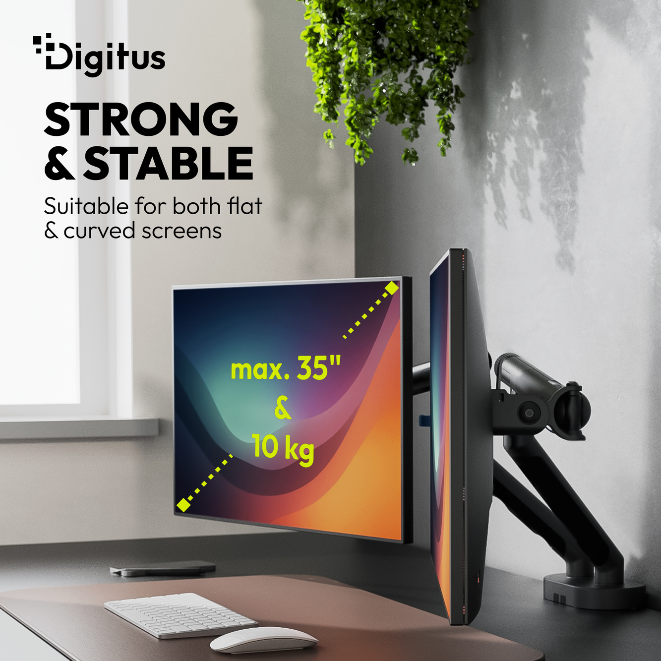 Digitus Desk Mount | Tilt, rotation, pivot | Dual design monitor mount, 2x 35", 2x 10 kg | 35 " | Maximum weight (capacity) 20 kg | Black
