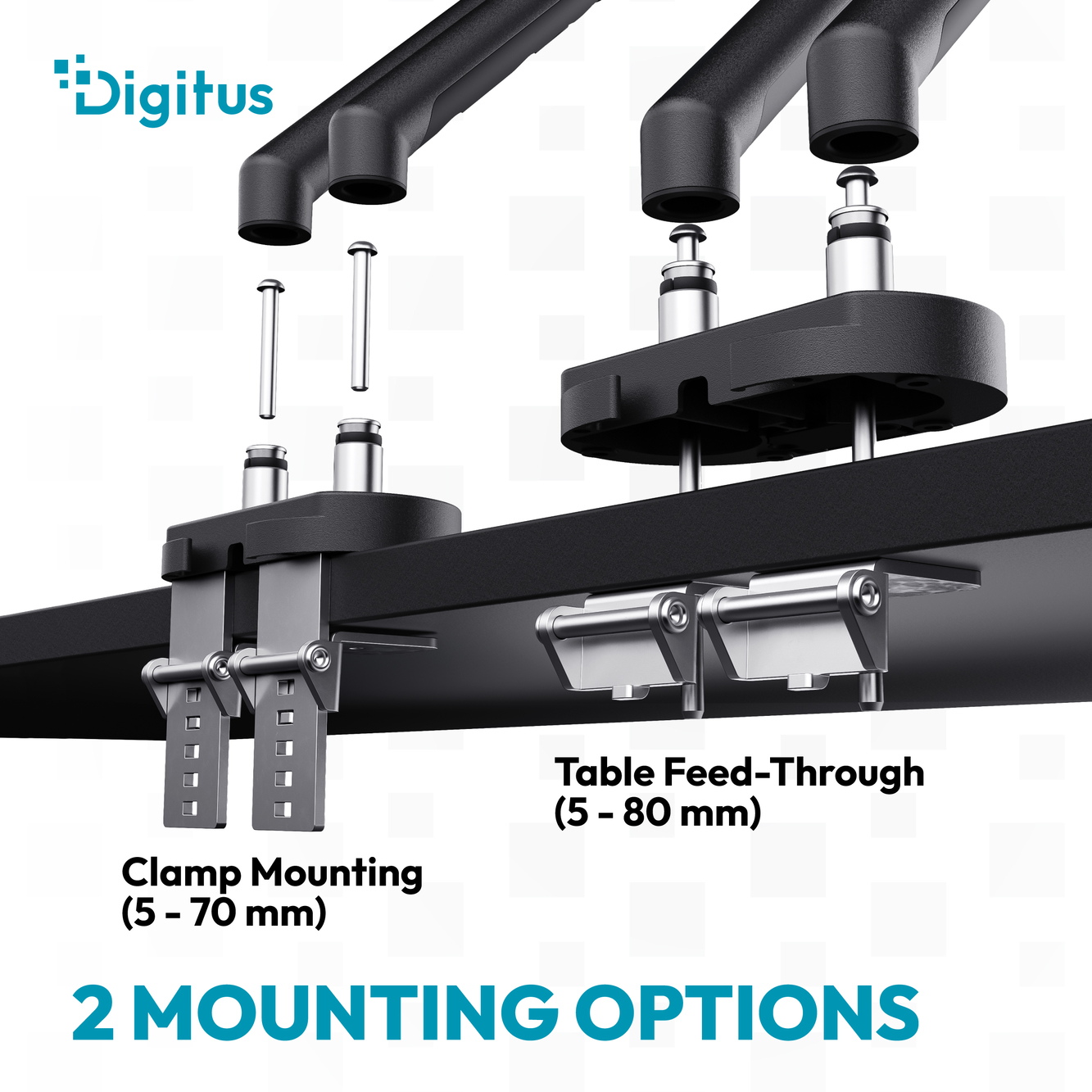 Digitus Desk Mount | Tilt, rotation, pivot | Dual design monitor mount, 2x 35", 2x 10 kg | 35 " | Maximum weight (capacity) 20 kg | Black