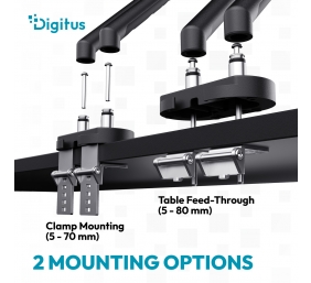 Digitus Desk Mount | Tilt, rotation, pivot | Dual design monitor mount, 2x 35", 2x 10 kg | 35 " | Maximum weight (capacity) 20 kg | Black