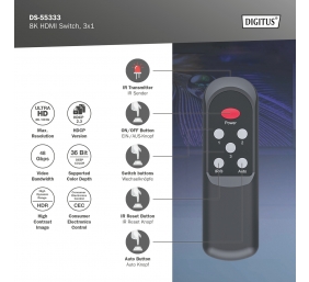 Digitus 8K HDMI Switch, 3x1 | DS-55333 | Black