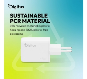 Digitus USB GaN Charger 45W, 1x USB-C, 1x USB-A | DA-10302