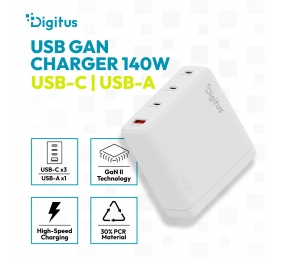Digitus USB GaN Charger 140W, 3x USB-C, 1x USB-A | DA-10305