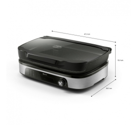 Philips HD6212/90 Elektrinis kontaktinis grilis, Juoda/Sidabrinė