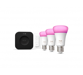 Philips Hue Starter set: 3 smart E27 bulbs, dimmer switch, Hue Bridge Pro | E27 | White and colored light
