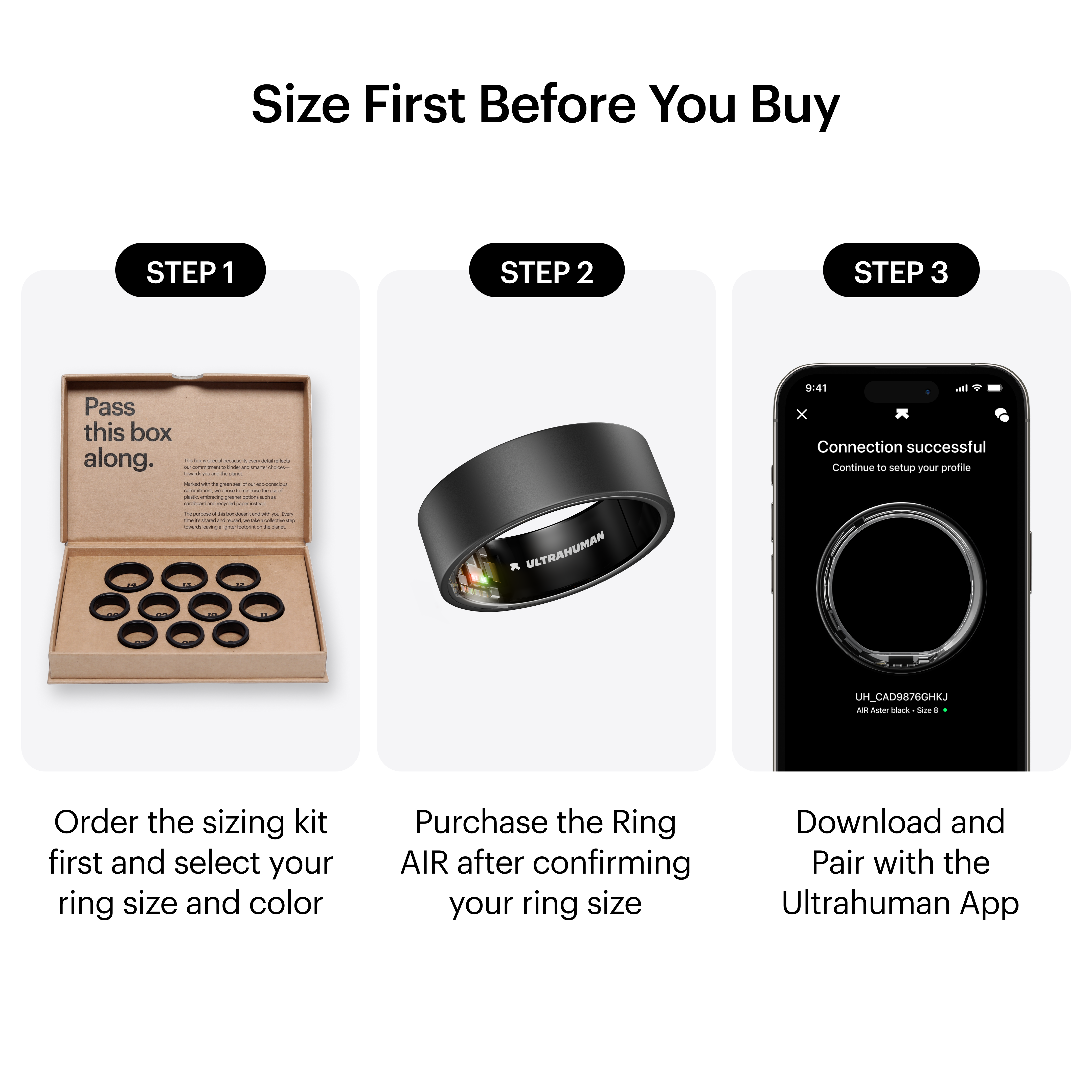 Ultrahuman | Ring Air | Matte Grey | Size 10 | Smart Ring