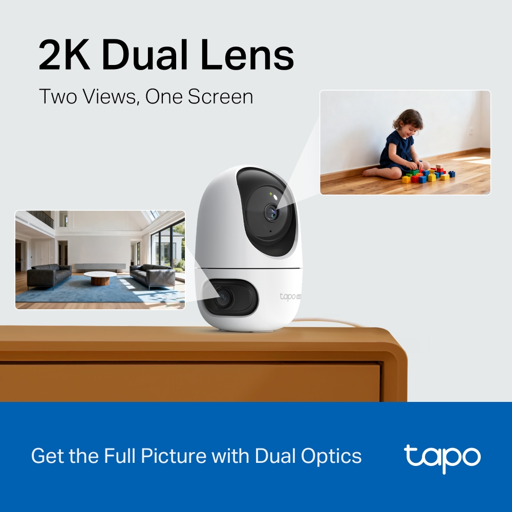 TP-LINK Tapo C245D | Dual Lens Pan/Tilt Security Camera | Dome | 3 MP | 3.1mm/F1.6 | MicroSD Card up to 512 GB