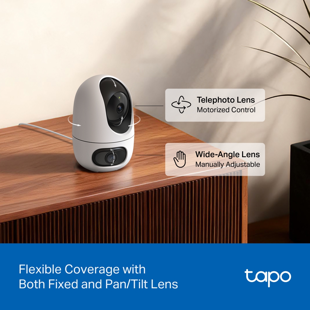 TP-LINK Tapo C245D | Dual Lens Pan/Tilt Security Camera | Dome | 3 MP | 3.1mm/F1.6 | MicroSD Card up to 512 GB