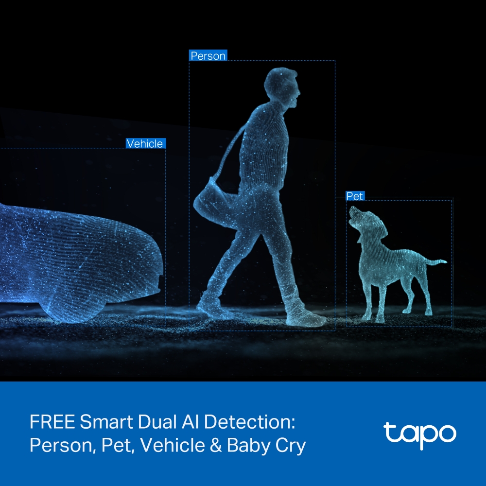 TP-LINK Tapo C245D | Dual Lens Pan/Tilt Security Camera | Dome | 3 MP | 3.1mm/F1.6 | MicroSD Card up to 512 GB