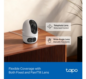 TP-LINK Tapo C245D | Dual Lens Pan/Tilt Security Camera | Dome | 3 MP | 3.1mm/F1.6 | MicroSD Card up to 512 GB