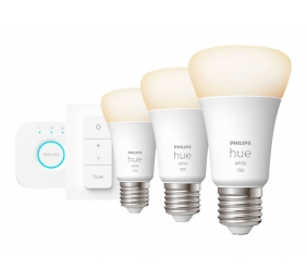 Hue W Starter Kit 9,5W A60 E27, 3pcs, Bridge, Switch | E27 | 9.5 W | Warm White 2700K | Bluetooth and Zigbee