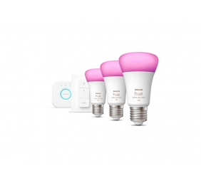 Hue WCA Starter Kit 9W A60 E27, 3pcs, Bridge, Switch | E27 | 9 W | RGBW 2000-6500K | Bluetooth and Zigbee