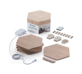Nanoleaf | Elements Wood Look Hexagons Starter Kit (7 panels) | Cool White + Warm White