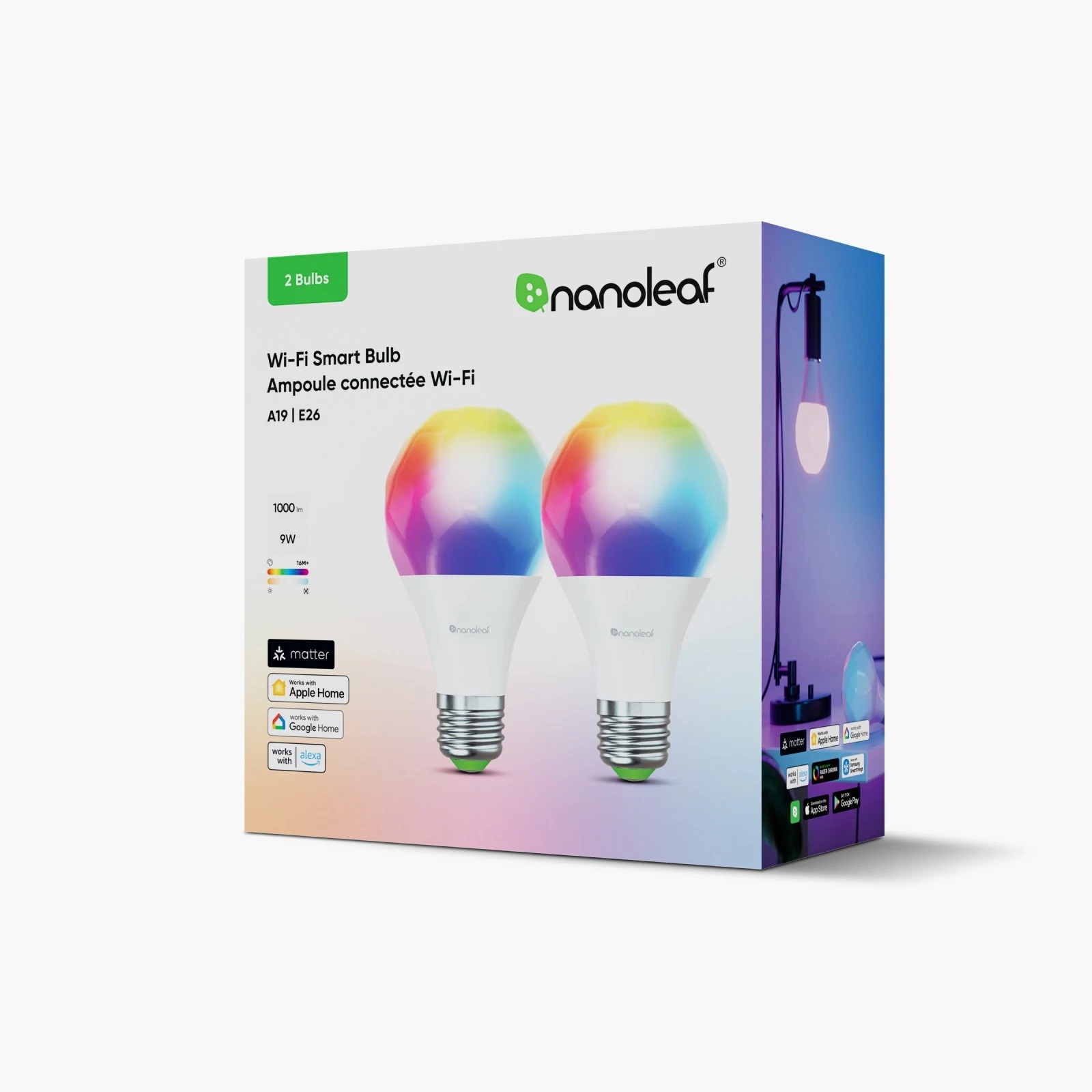 Nanoleaf Essentials Smart A60 Bulb Matter WiFi 900Lm 2700-6500K, 2pcs pack | E27 | 9 W | RGBCW