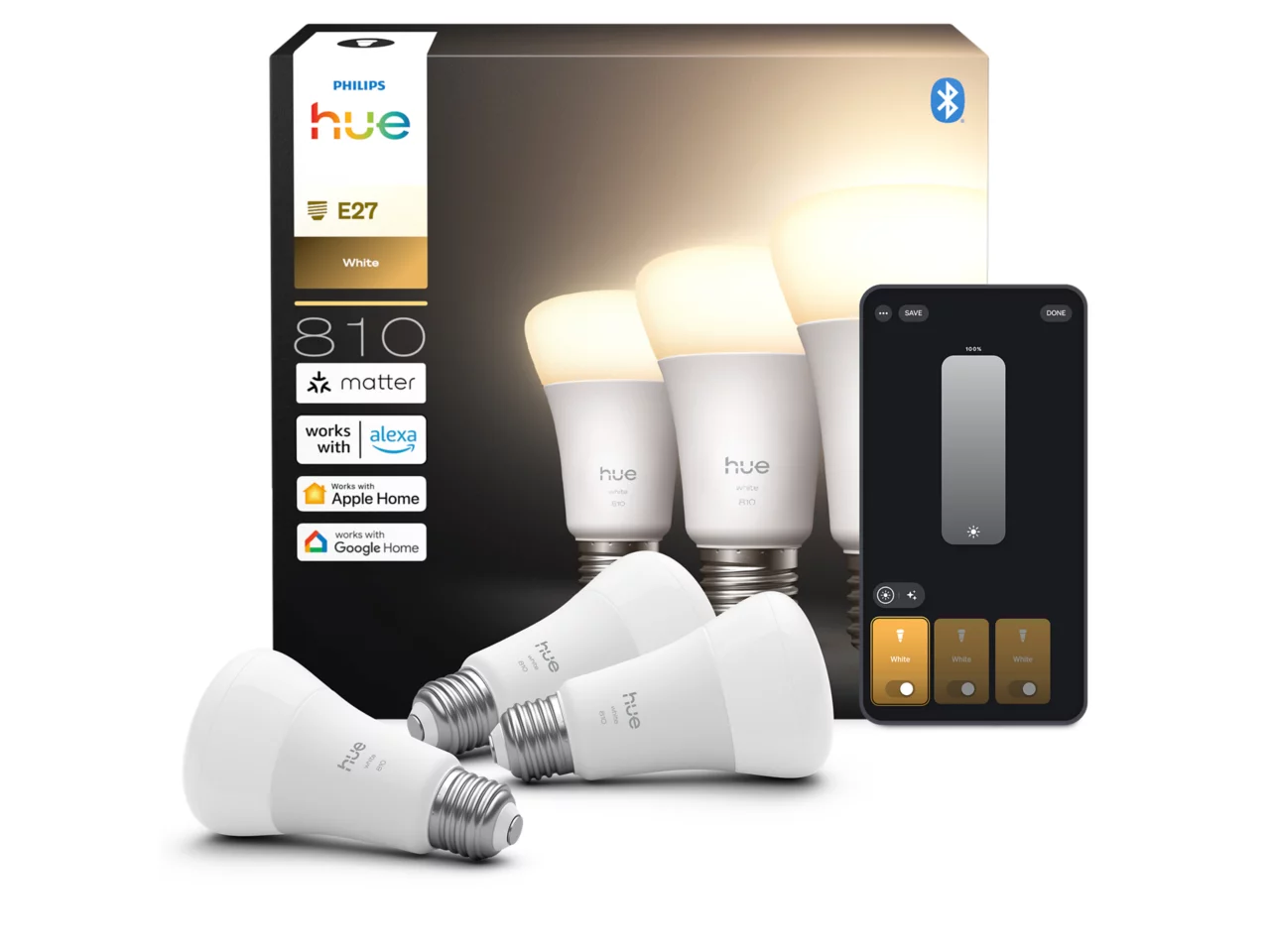 Philips Hue W 810 A60 3P EU | E27 | 7 W | Soft white light