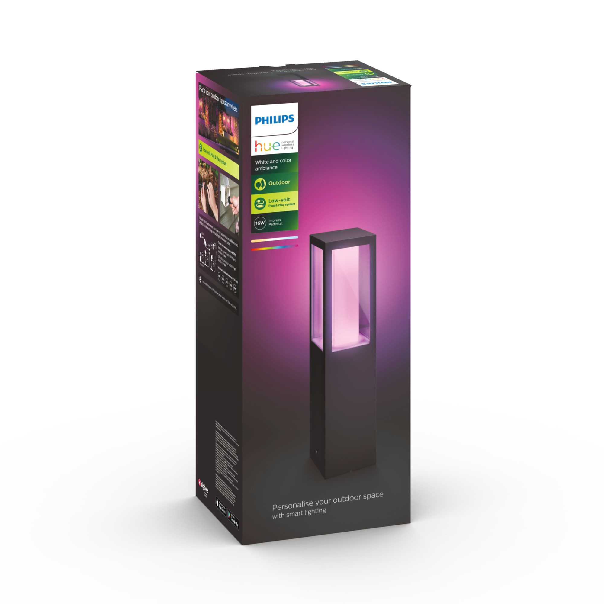 Philips Hue WCA Impress Outdoor Pedestal Lantern 24V | 8 W | 2000-6500 Hue White Colour Ambiance