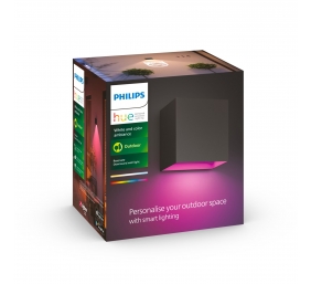 Philips Hue WCA Resonate Outdoor Downward Wall Lantern, Black | 8 W | 2000-6500 Hue White Colour Ambiance