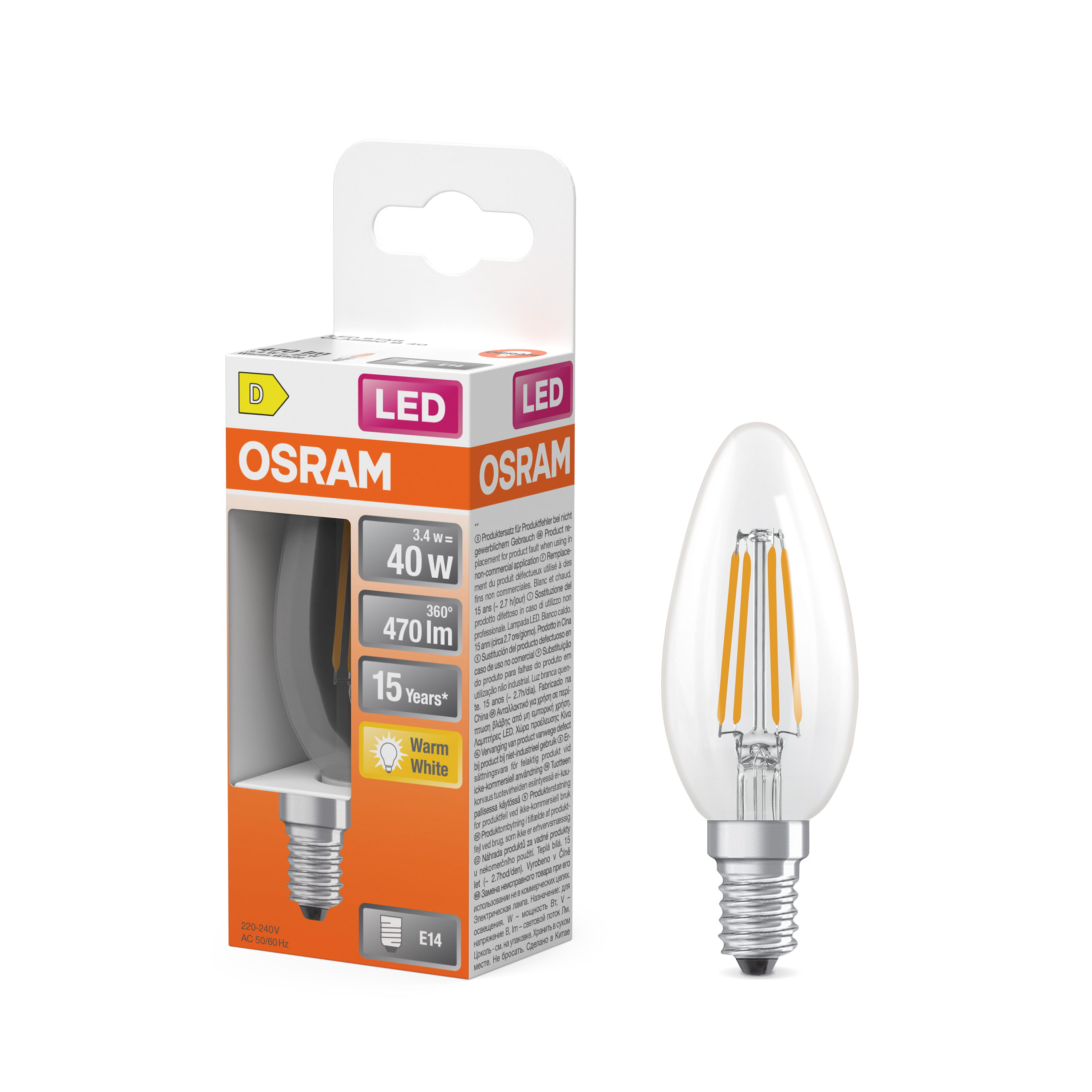 Osram Parathom Classic Filament | E14 | 3.4 W | Warm White