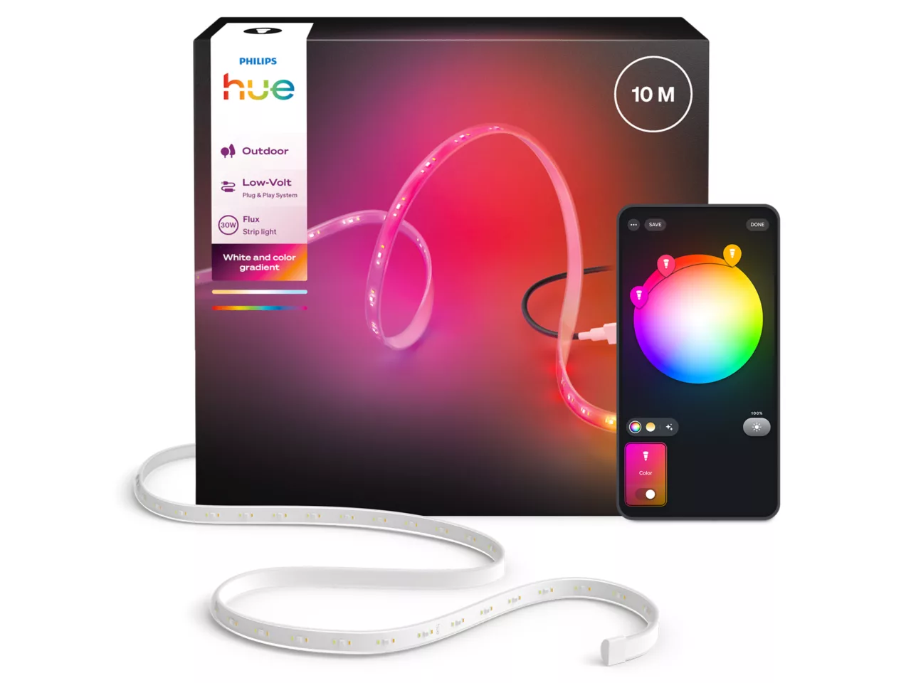 Philips Hue Flux Lightstrip for outdoor use, 10 m | 30 W | Bluetooth, Zigbee