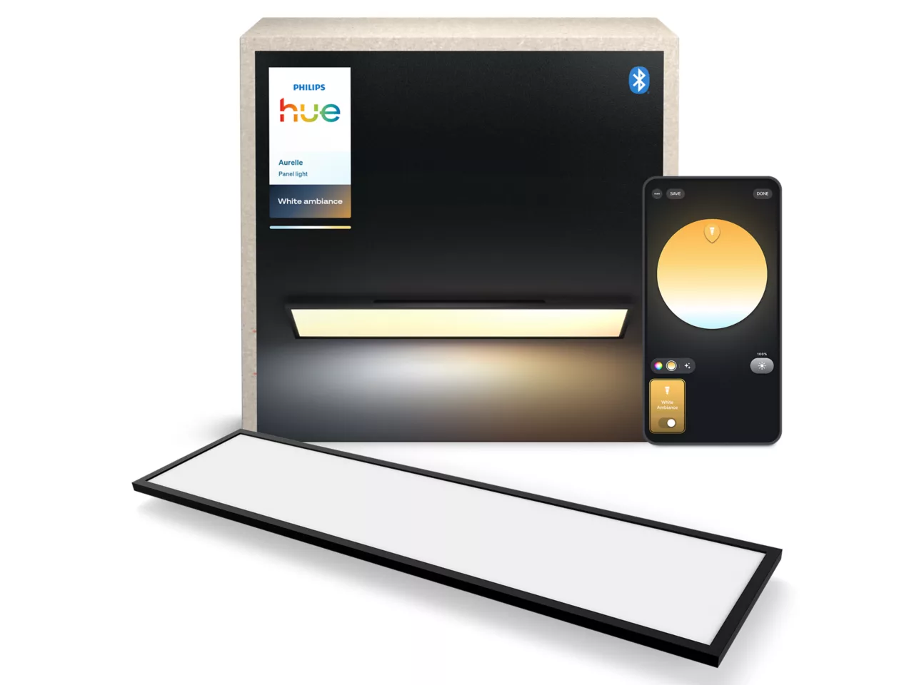 Philips Hue Aurelle rectangular panel light, Black, 120 x 30 cm | 2200-6500 Hue White Ambiance