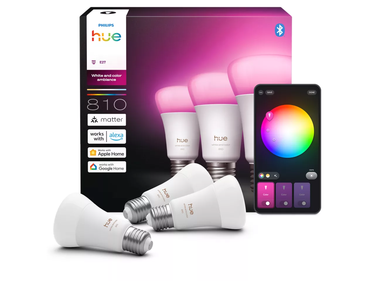 Philips Hue WCA 810 A60 3P EU | E27 | 6 W | Bluetooth, Zigbee