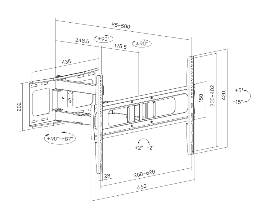 Sunne Wall mount | 37-86-EA2 Full-motion TV wall mount | 37-86 " | Maximum weight (capacity) 50  kg | Black