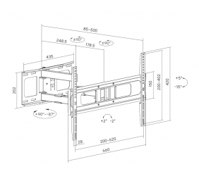 Sunne Wall mount | 37-86-EA2 Full-motion TV wall mount | 37-86 " | Maximum weight (capacity) 50  kg | Black