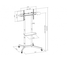 Sunne Floor stand | S1122 TV cart | 37-70 " | Maximum weight (capacity) 45 kg | Black