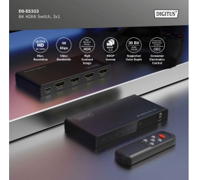 Digitus 8K HDMI Switch, 3x1 | DS-55333 | Black
