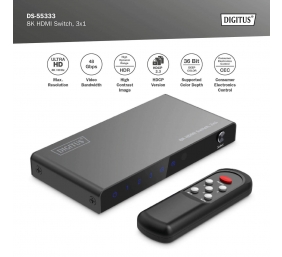 Digitus 8K HDMI Switch, 3x1 | DS-55333 | Black