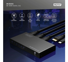 Digitus 8K HDMI Switch, 3x1 | DS-55333 | Black