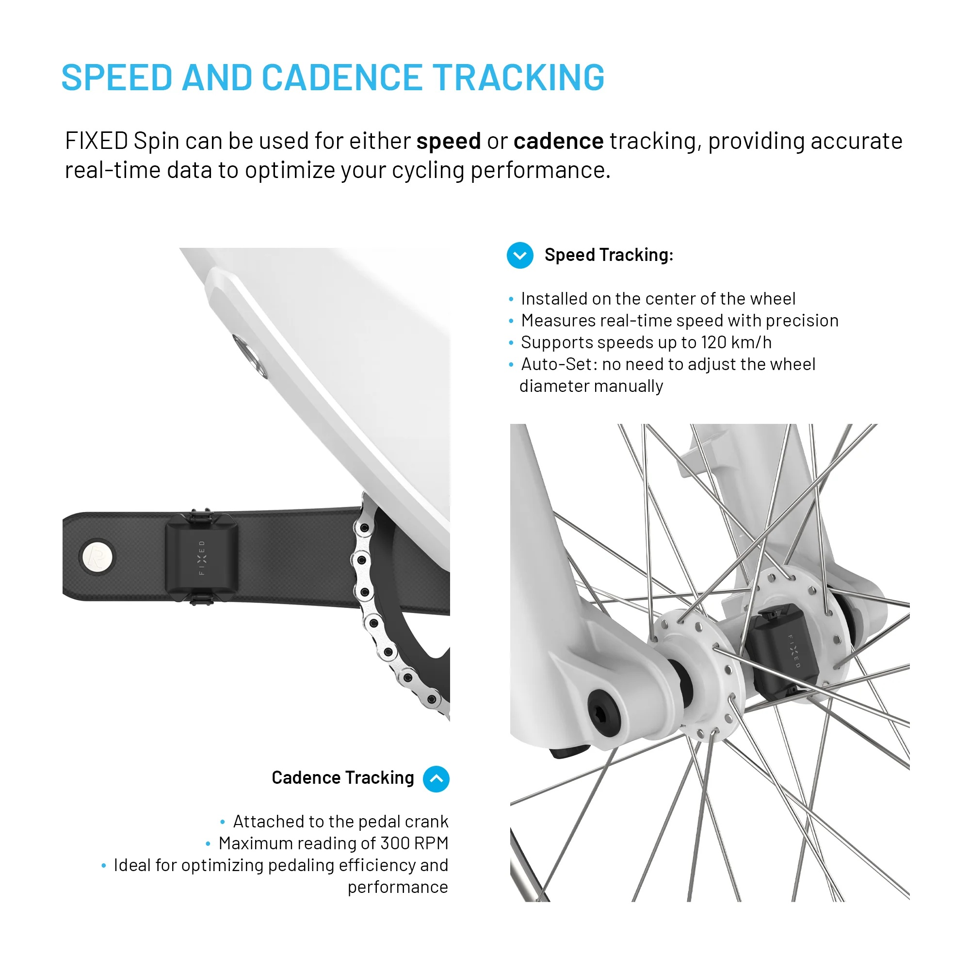 Fixed | Cadence/Speed Sensor Spin | Bluetooth | Black