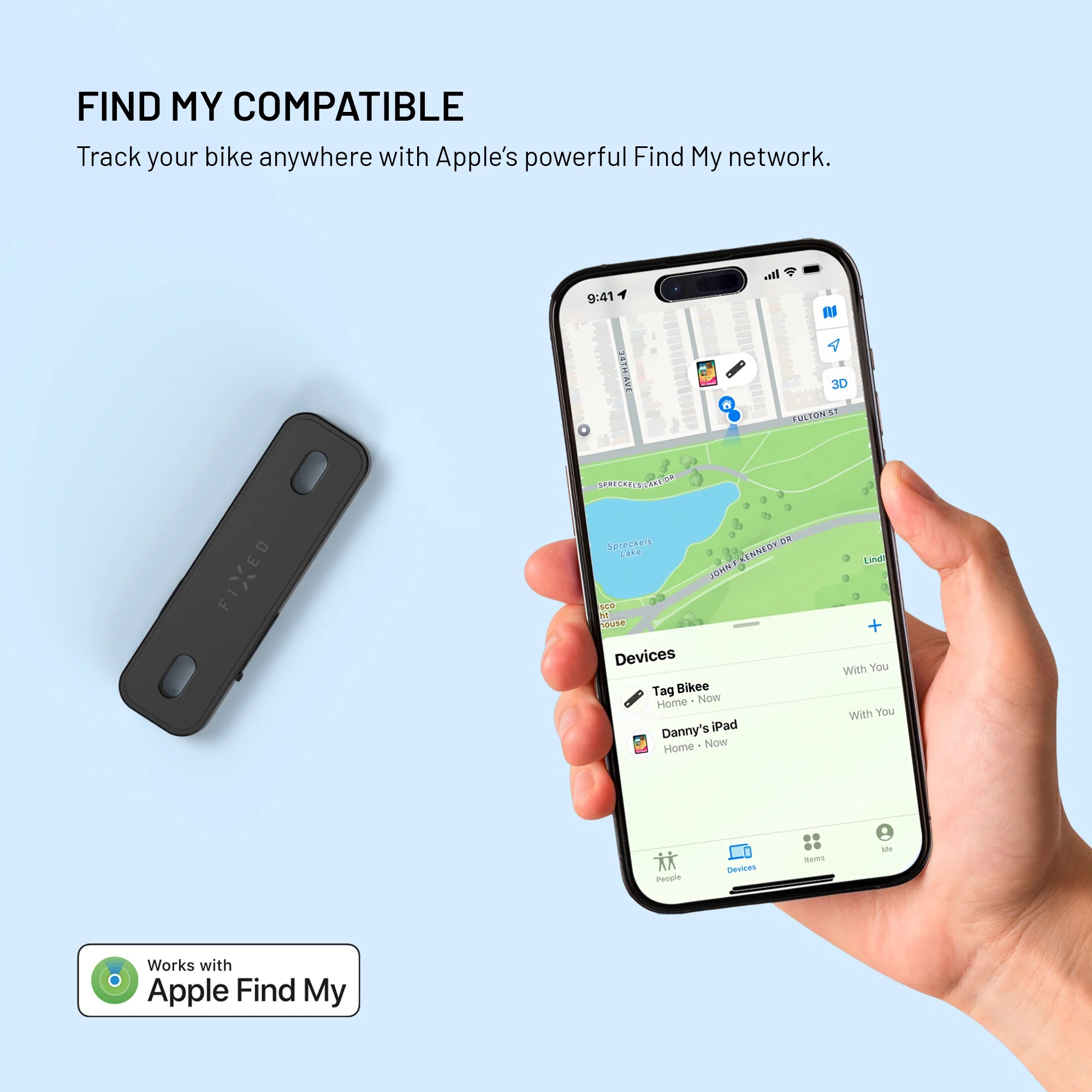 Fixed Tag Bikee with Find My Support | Black