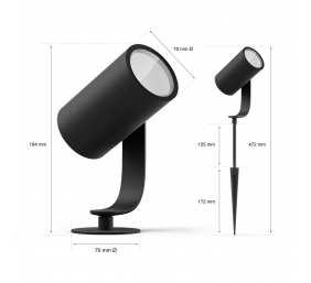Philips Hue WCA Lily Outdoor Spot Light Extension 24V | 8 W | 2000-6500 Hue White Colour Ambiance