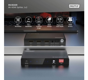 Digitus 8K HDMI Splitter, 1x2 | DS-55339 | Black