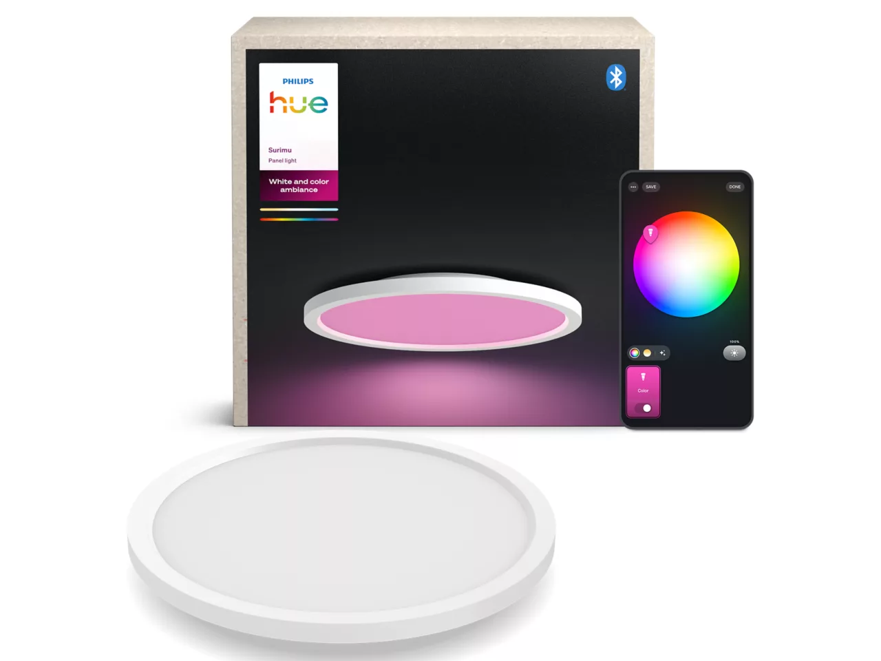 Philips Hue Surimu round panel light, 39.5 cm | Bluetooth, Zigbee