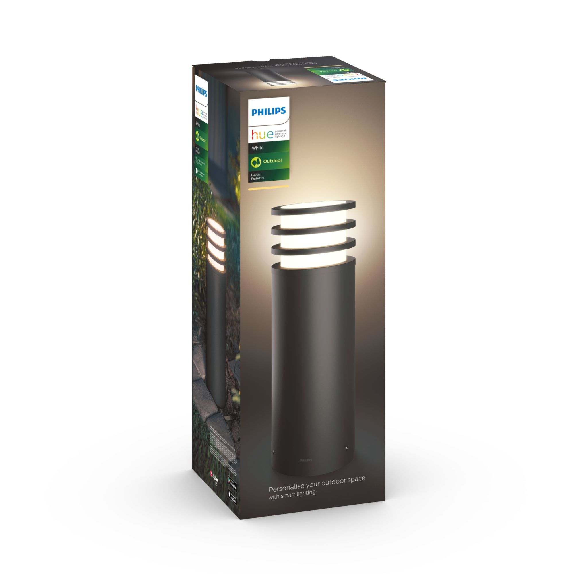 Philips Hue Lucca Outdoor Pedestal Lantern | E27 | 9 W | Warm white