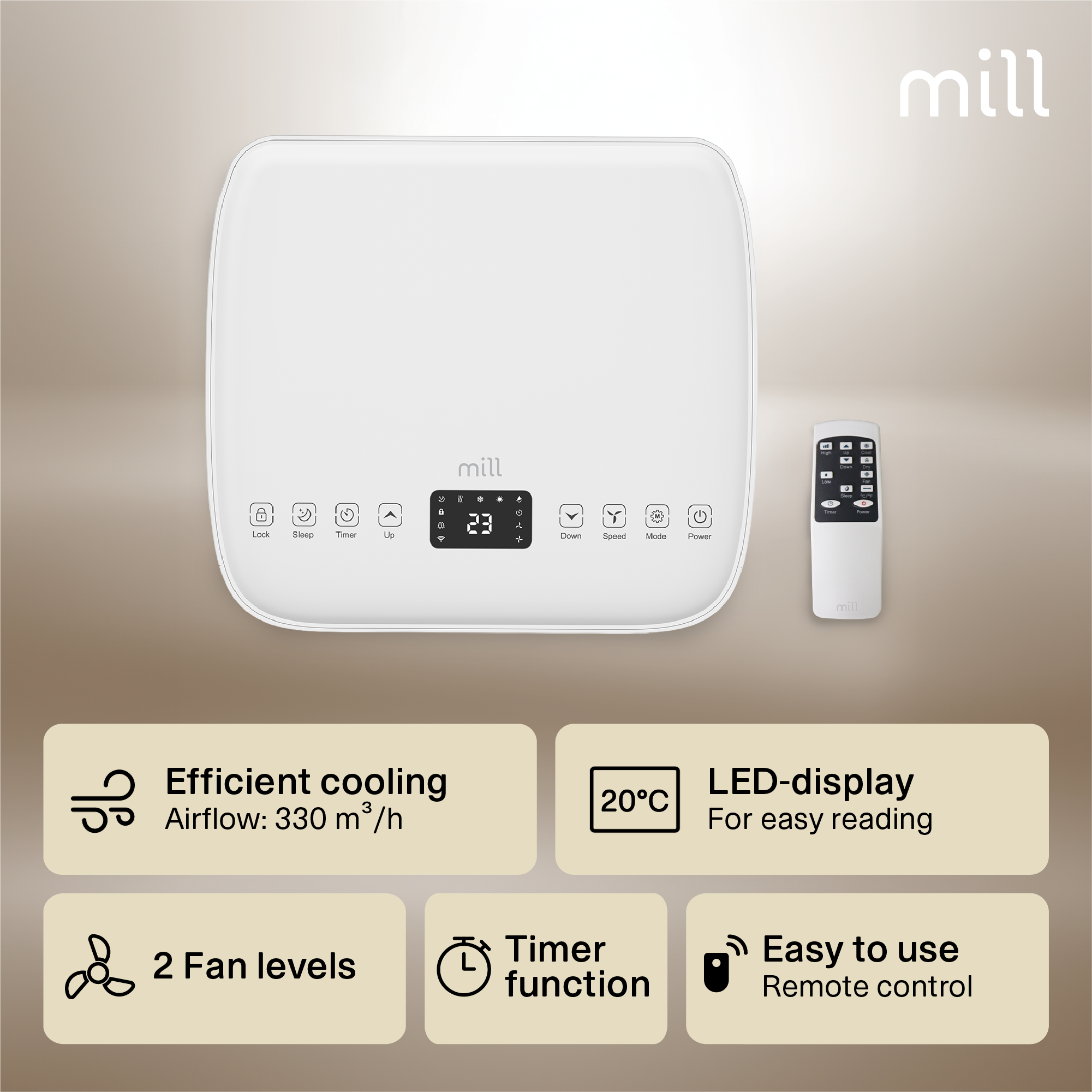 Mill MPAC9000 Air Conditioner 9000 BTU, For rooms up to 18 m²