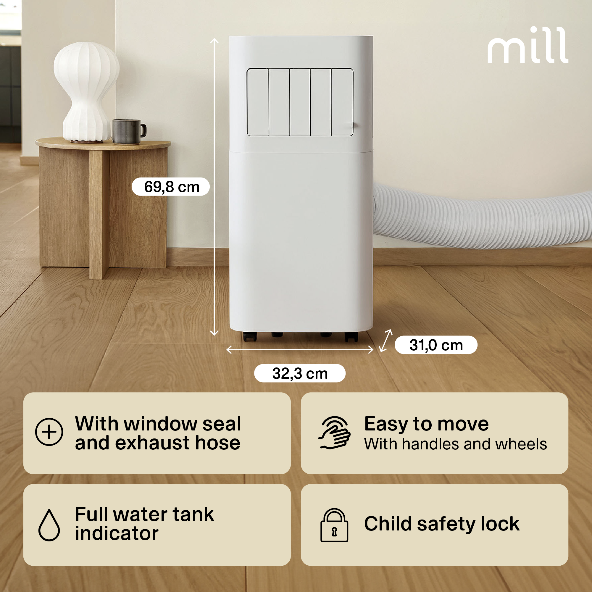 Mill MPAC9000 Air Conditioner 9000 BTU, For rooms up to 18 m²
