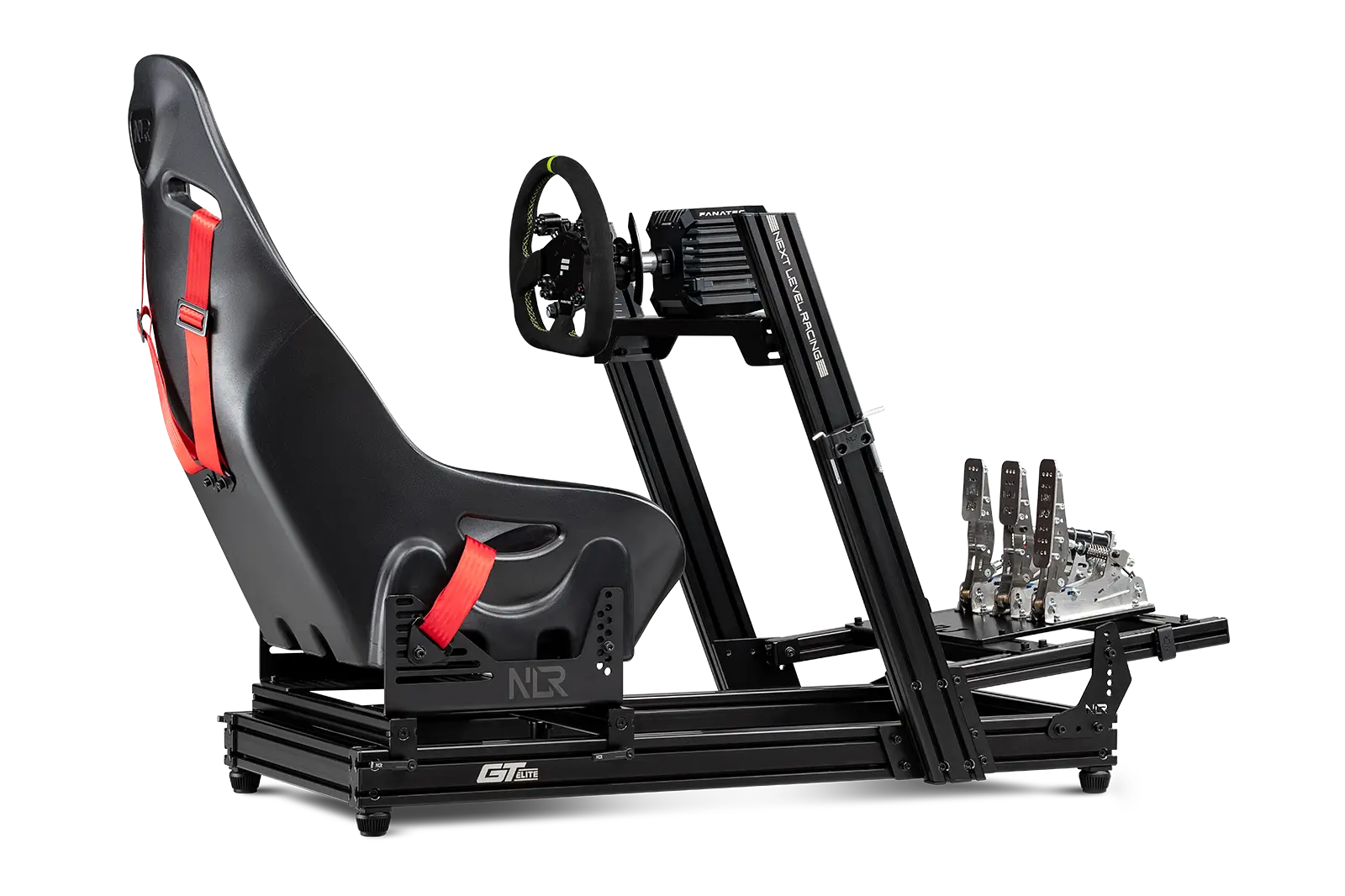 Next Level Racing Aluminium Simulator Cockpit, Wheel Plate Edition | GTElite Lite | Black