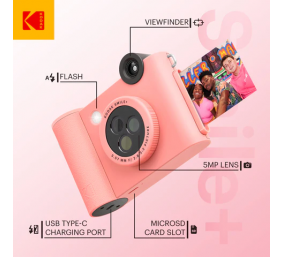 Kodak SMILE+ Momentinis fotoaparatas, 2x3'', Rausva (SPEC)