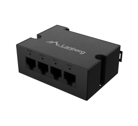 Lanberg Switch PoE Extender 1xIn 3xOut Fast Ethernet Din Rail at 30W metal clips | DIN-FE4-AT-30W