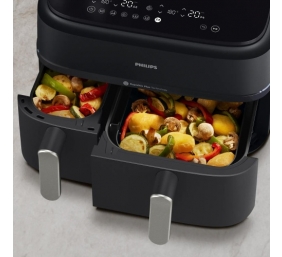 Philips | Dual Basket Airfryer | NA551/00 5000 Series | Power 2750 W | Capacity 9 L | RapidAir Plus and Air Steam | Black