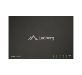 Lanberg Switch 5x1GB/s Unmanagment Gigabit Ethernet Desktop 12V metal case | DSM1-1005 | Unmanaged | Desktop