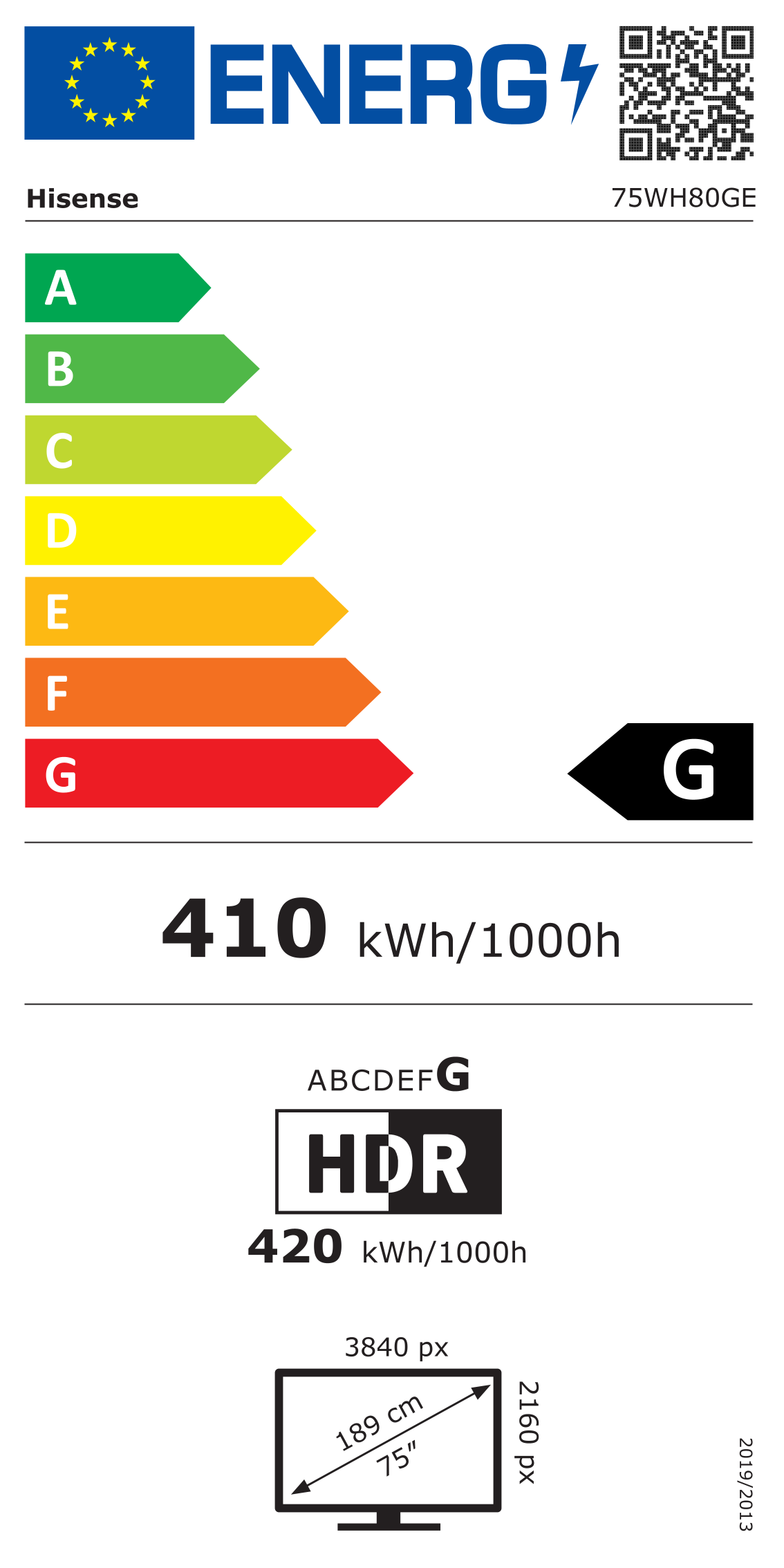 Hisense | Window Facing - High Brightness Display | 75WH80GE | 75 " | Landscape/Portrait | 24/7 | Android | Wi-Fi | 9 ms | 178 ° | 178 ° | 4000 cd/m²