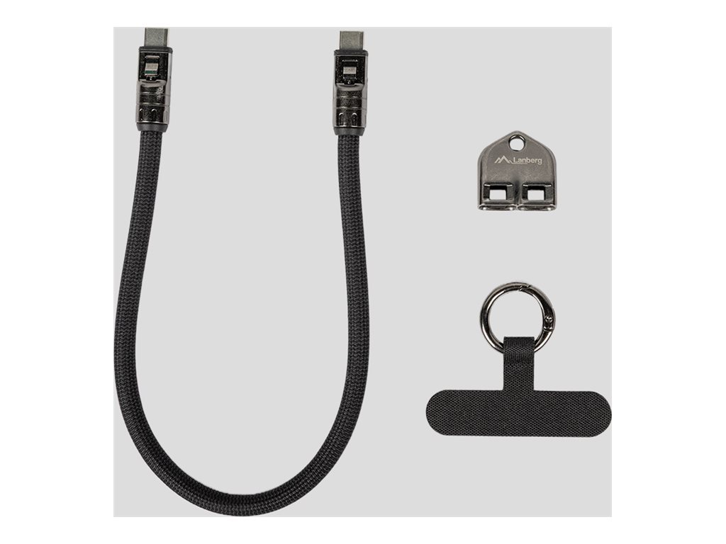 Lanberg USB-C M/M Lanyard/Keychain Cable, 0.3 m, 240 W | CA-CMCM-10LN-0003-BK